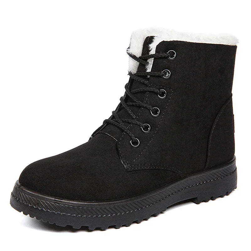 Dames boots | Zwarte veterlaarzen met warme voering