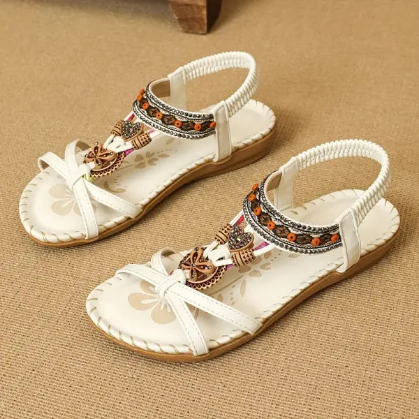 Sandalen dames | Boho sandalen met kralen en elastische band