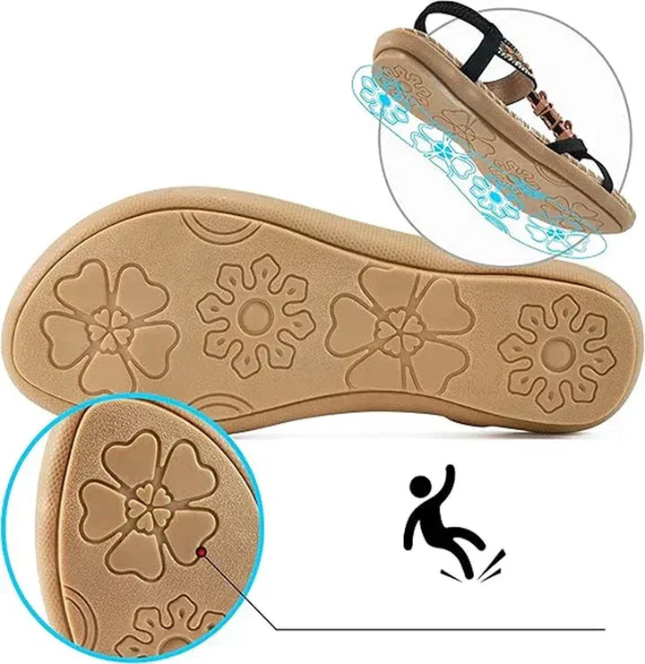 Sandalen dames | Boho sandalen met kralen en elastische band