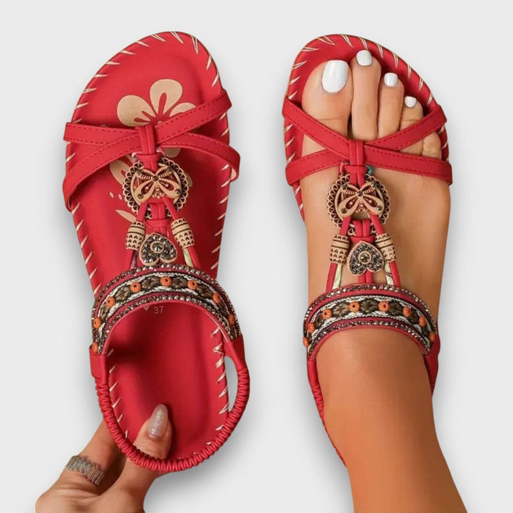 Sandalen dames | Boho sandalen met sierdetails en comfortzool