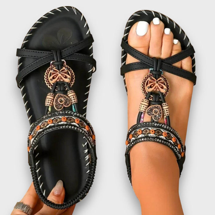 Sandalen dames | Boho sandalen met sierdetails en comfortzool