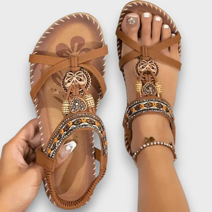 Sandalen dames | Boho sandalen met sierdetails en comfortzool