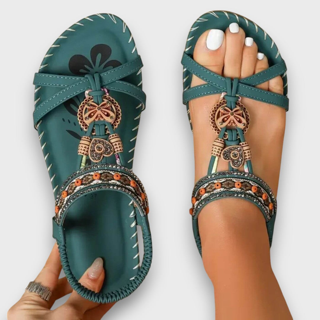 Sandalen dames | Boho sandalen met sierdetails en comfortzool