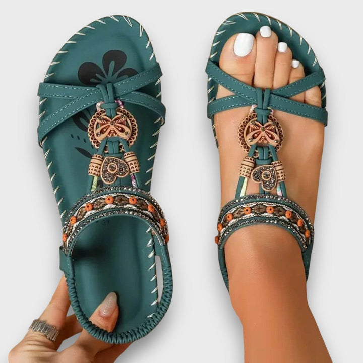 Sandalen dames | Boho sandalen met sierdetails en comfortzool