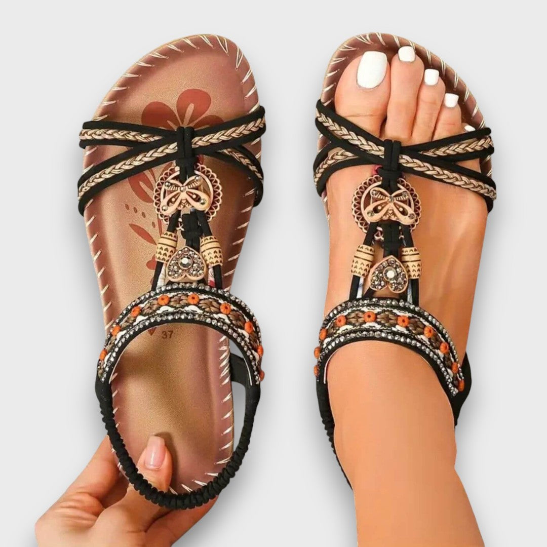 Sandalen dames | Boho sandalen met sierdetails en comfortzool