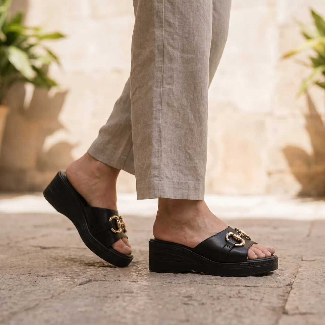 Sandalen dames | Comfort sleehaksandalen met sierdetail