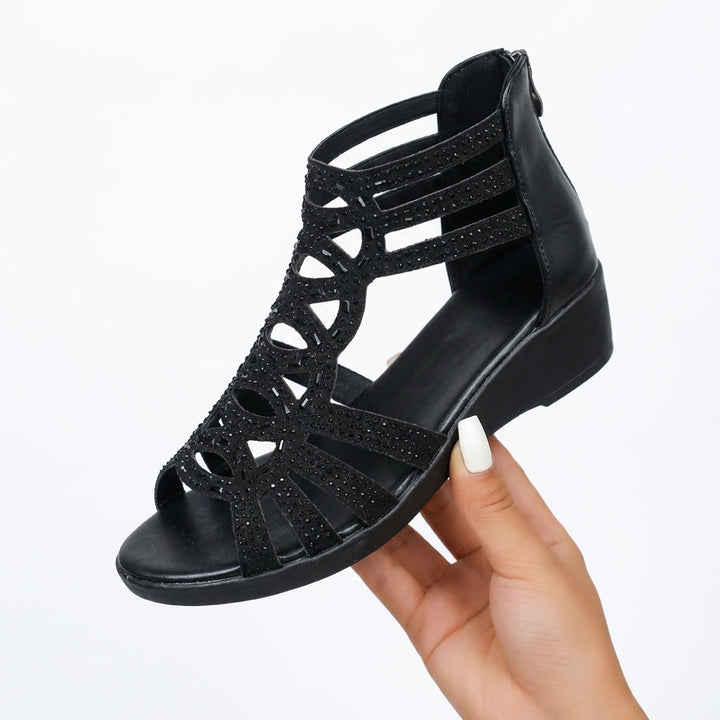 Sandalen dames | Sleehak sandalen met strass details