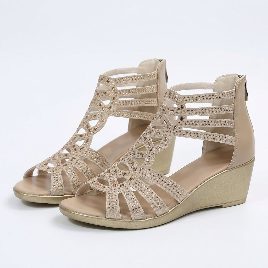 Sandalen dames | Sleehak sandalen met strass details