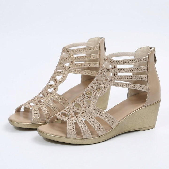 Sandalen dames | Sleehak sandalen met strass details