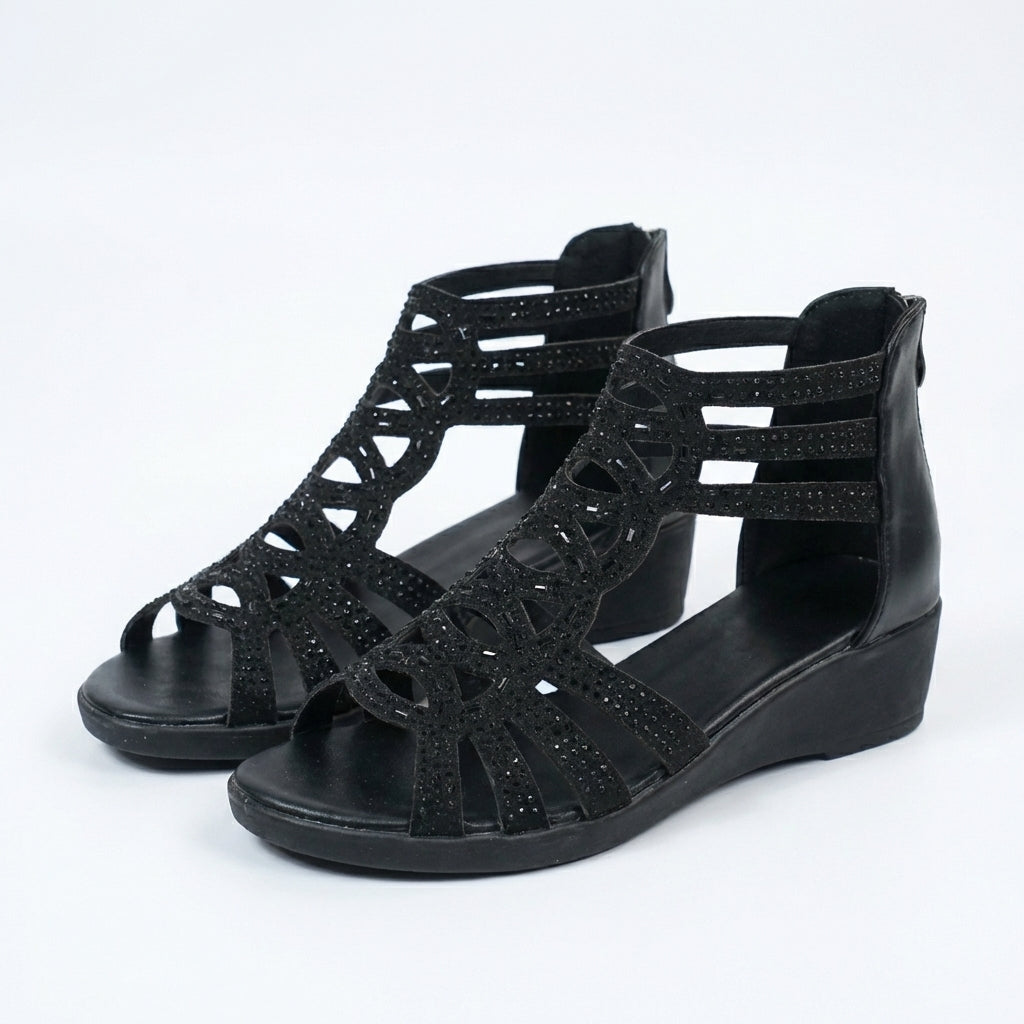 Sandalen dames | Sleehak sandalen met strass details