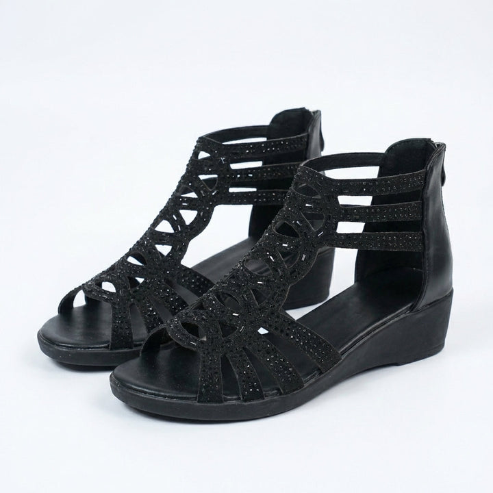 Sandalen dames | Sleehak sandalen met strass details