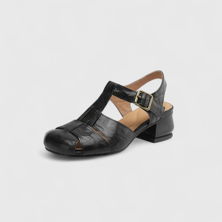 Sandalen dames | Vintage sandaal met gesp en blokhak