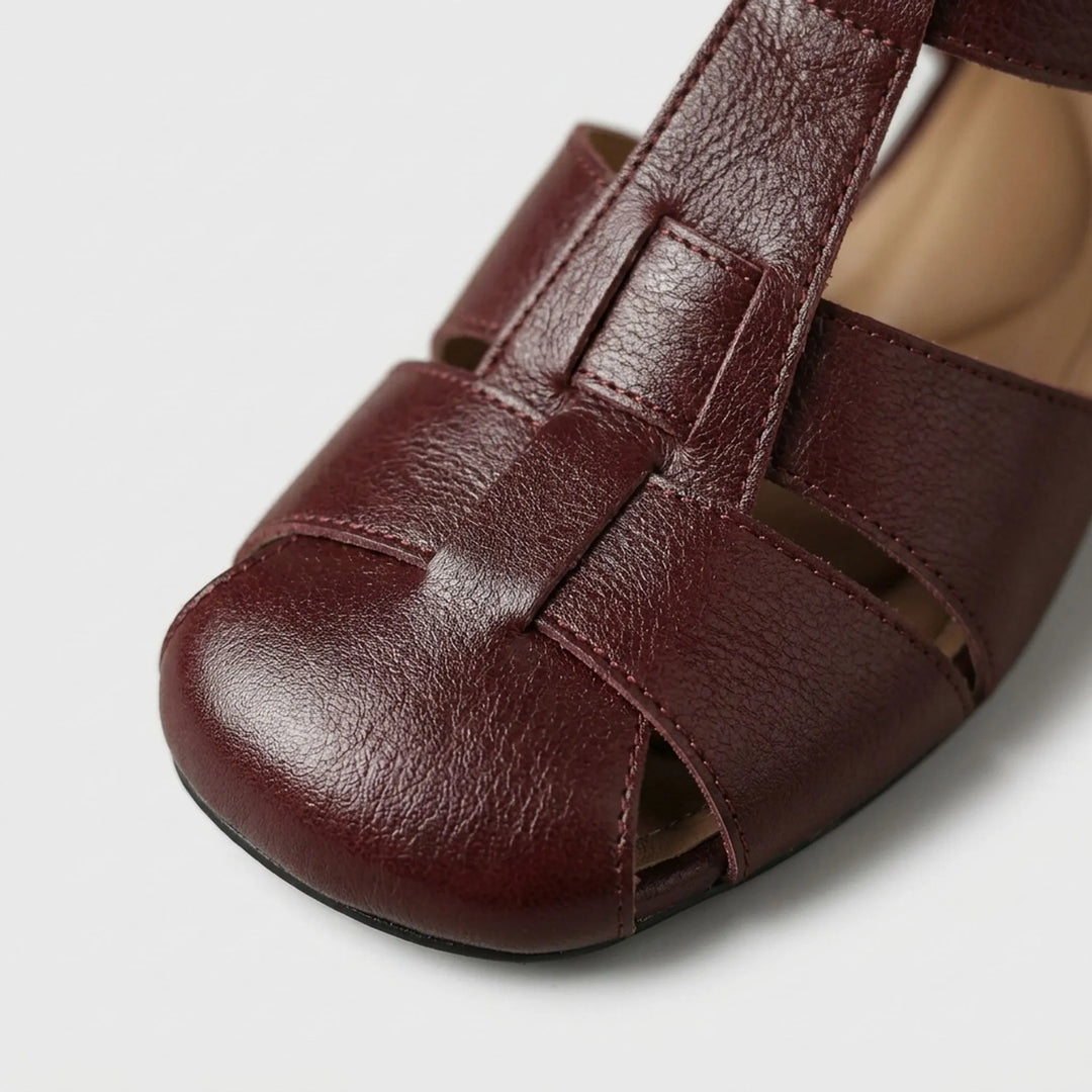 Sandalen dames | Vintage sandaal met gesp en blokhak