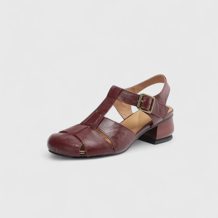 Sandalen dames | Vintage sandaal met gesp en blokhak