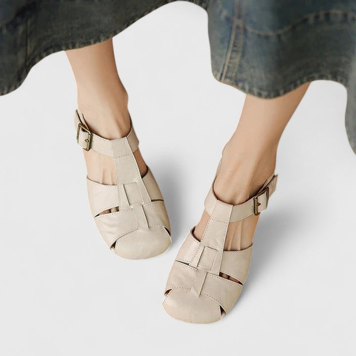 Sandalen dames | Vintage sandaal met gesp en blokhak