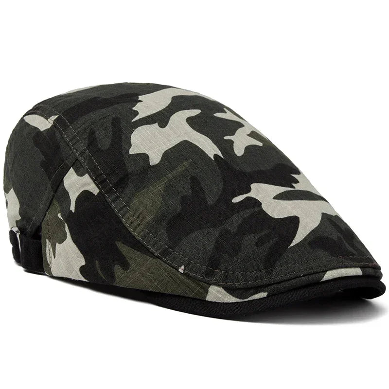 Wexford Camouflage Baret | Lichtgewicht platte zomerpet van katoen linnen