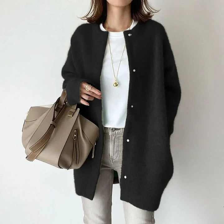 Dames cardigan | Gebreide trui met knopen lang model