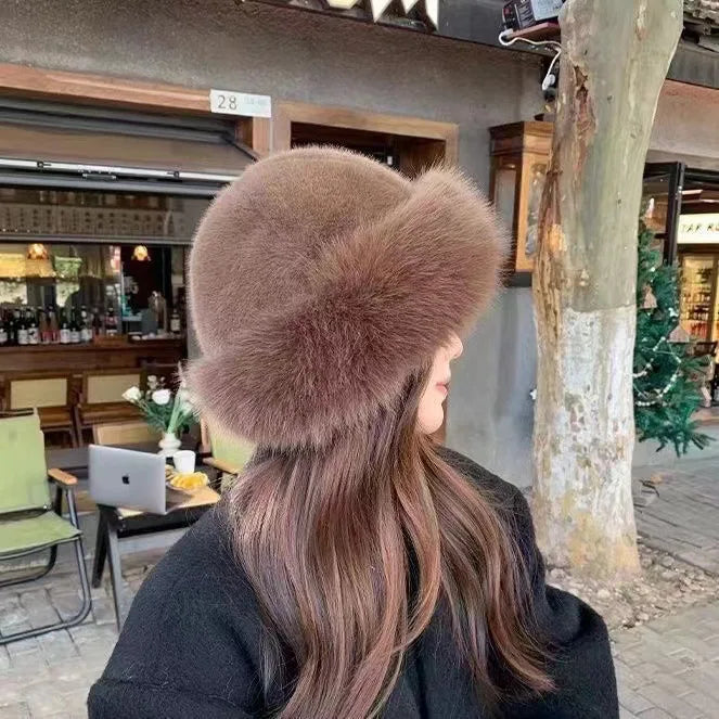 URFEDA Dameshoed winter zacht imitatiebont pluizige URFEDA Dameshoed winter zacht imitatiebont pluizige