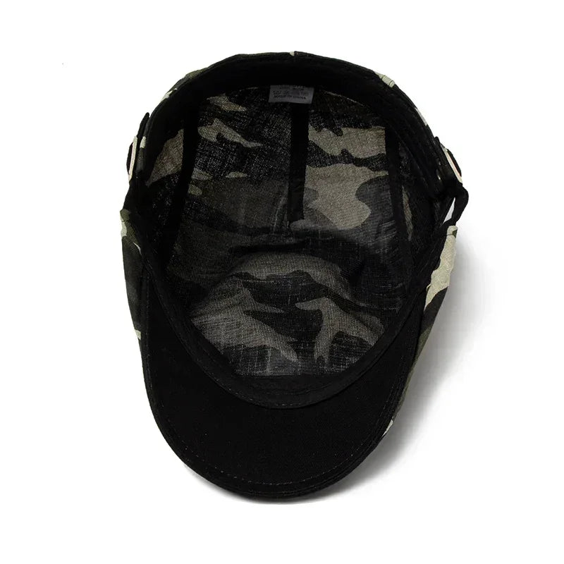 Wexford Camouflage Baret | Lichtgewicht platte zomerpet van katoen linnen