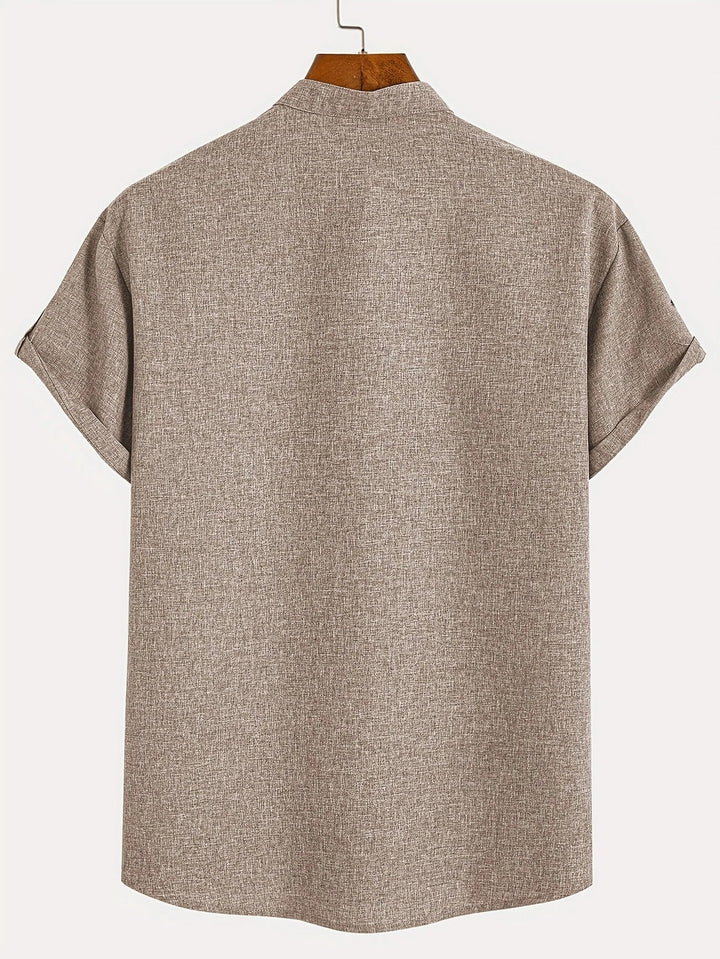 Shirt heren | Henley shirt met korte mouw en knopen