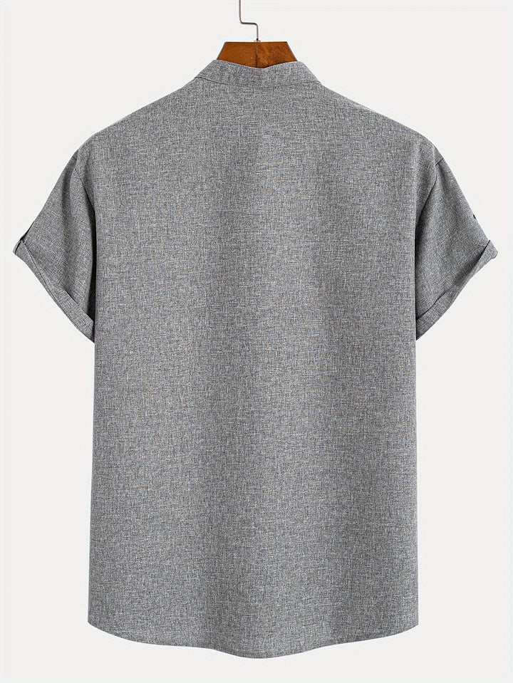 Shirt heren | Henley shirt met korte mouw en knopen