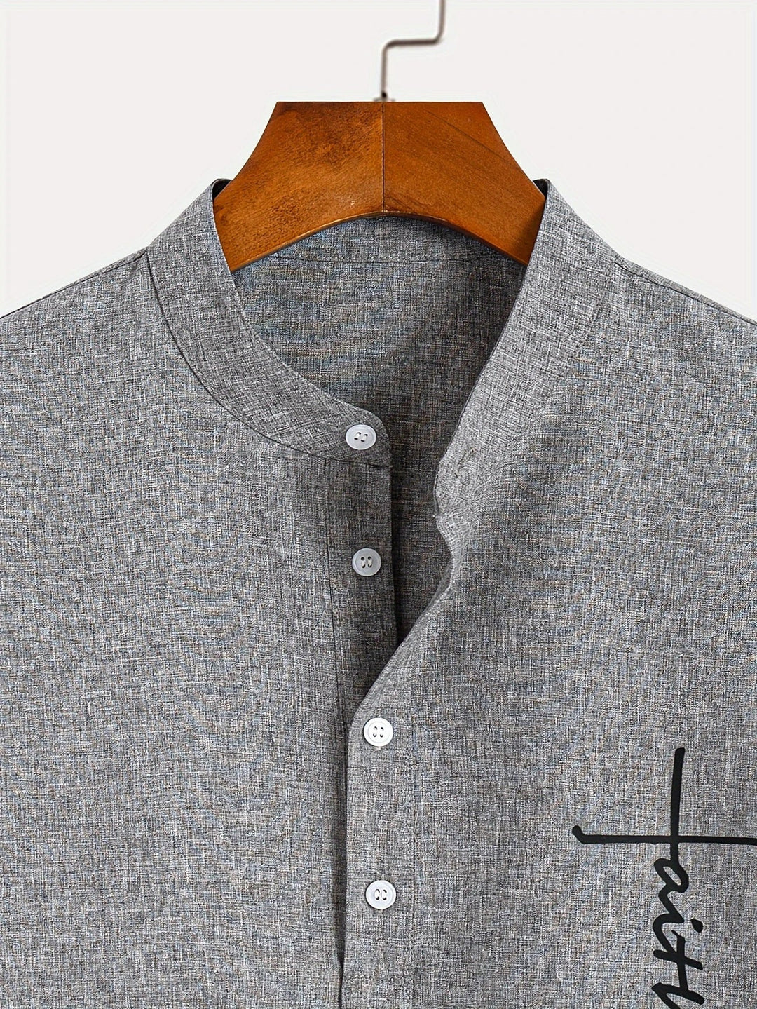 Shirt heren | Henley shirt met korte mouw en knopen