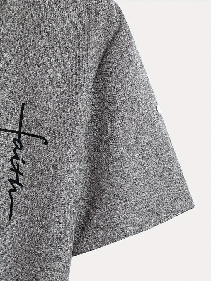 Shirt heren | Henley shirt met korte mouw en knopen