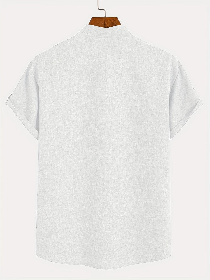 Shirt heren | Henley shirt met korte mouw en knopen