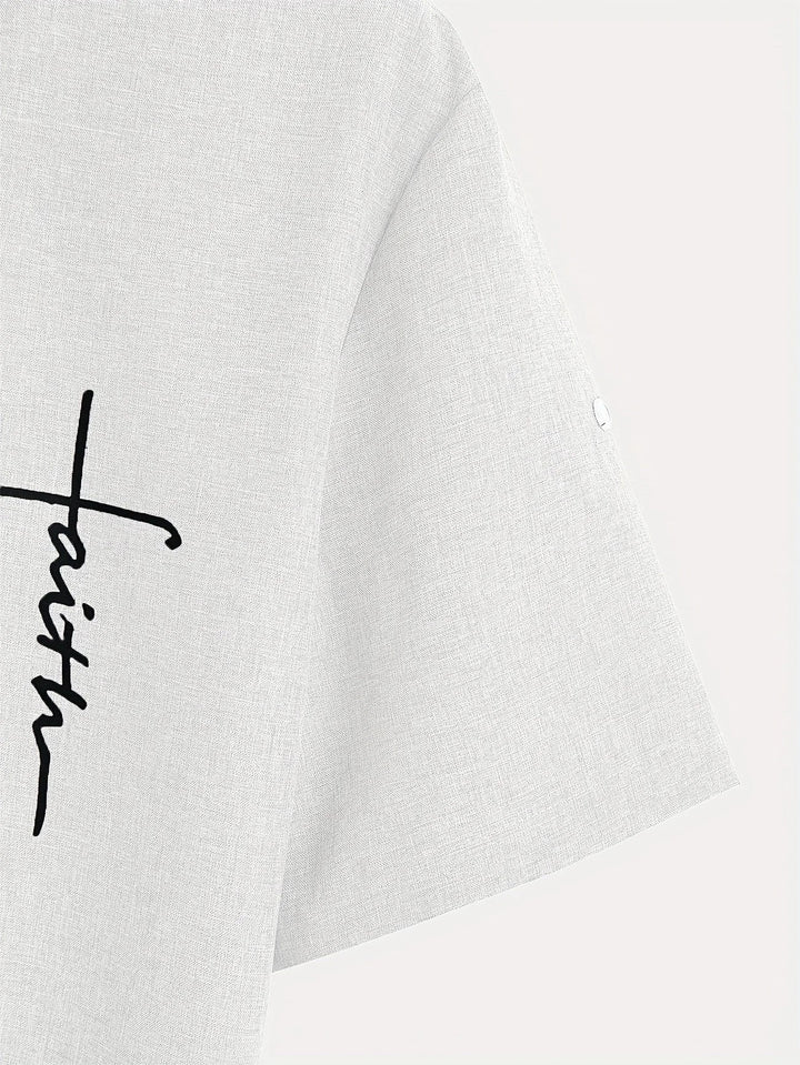Shirt heren | Henley shirt met korte mouw en knopen