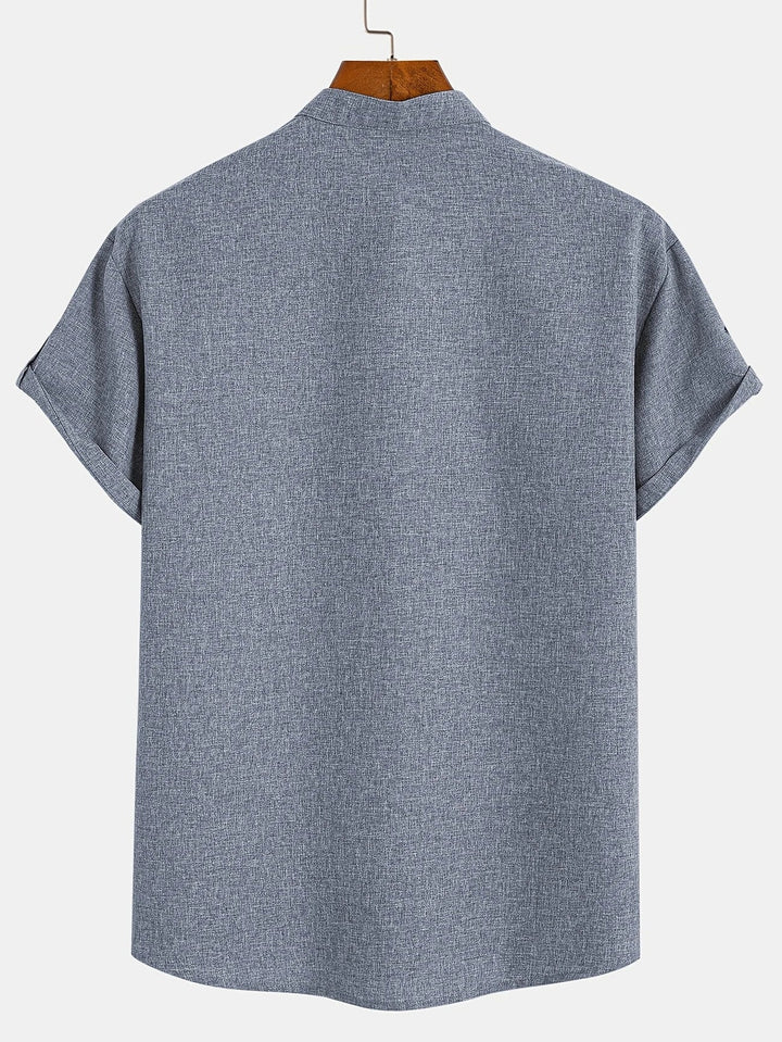 Shirt heren | Henley shirt met korte mouw en knopen