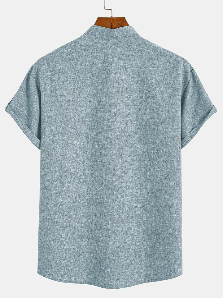 Shirt heren | Henley shirt met korte mouw en knopen