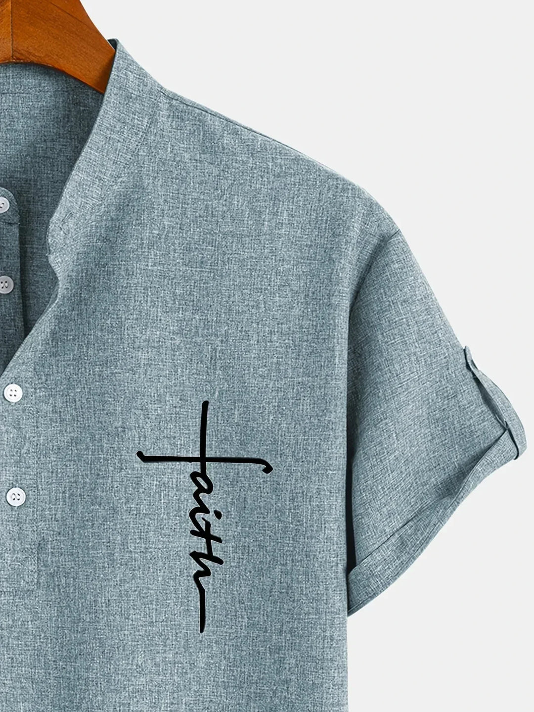 Shirt heren | Henley shirt met korte mouw en knopen