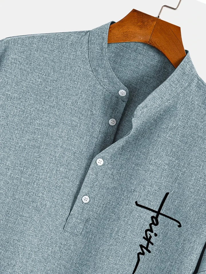 Shirt heren | Henley shirt met korte mouw en knopen