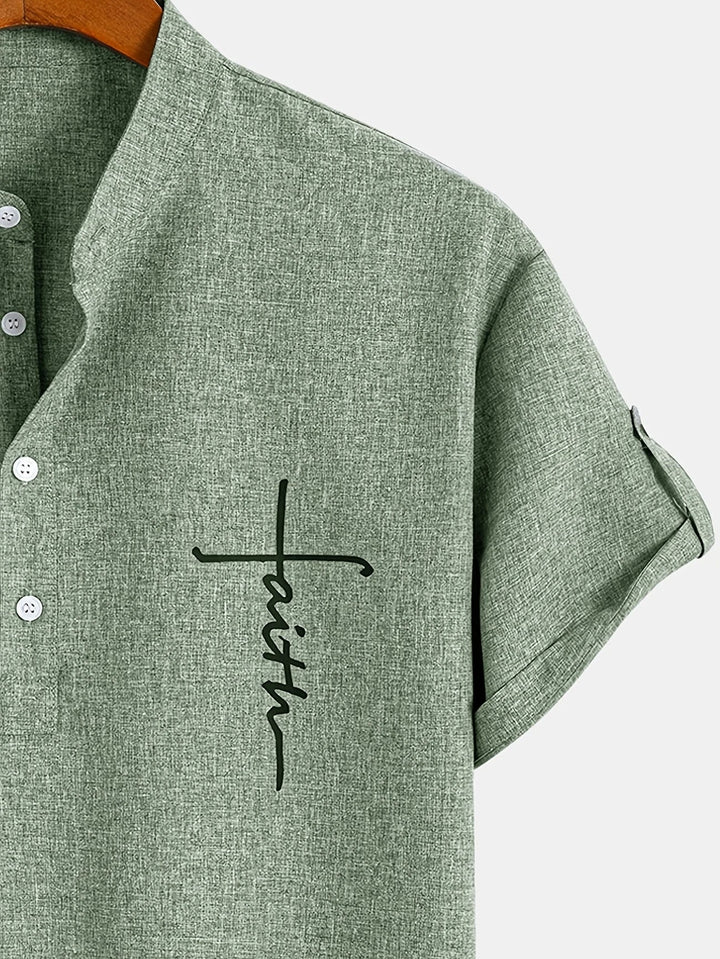 Shirt heren | Henley shirt met korte mouw en knopen