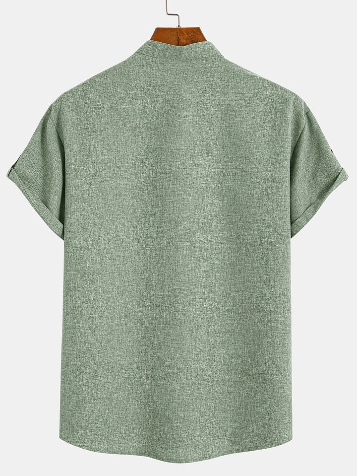 Shirt heren | Henley shirt met korte mouw en knopen
