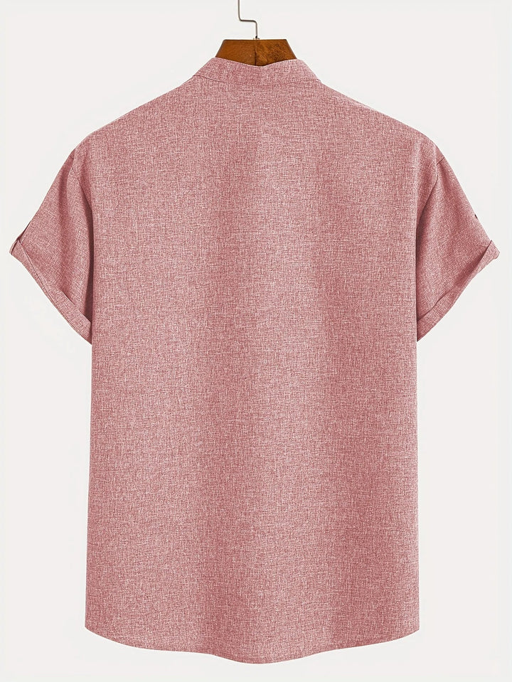 Shirt heren | Henley shirt met korte mouw en knopen