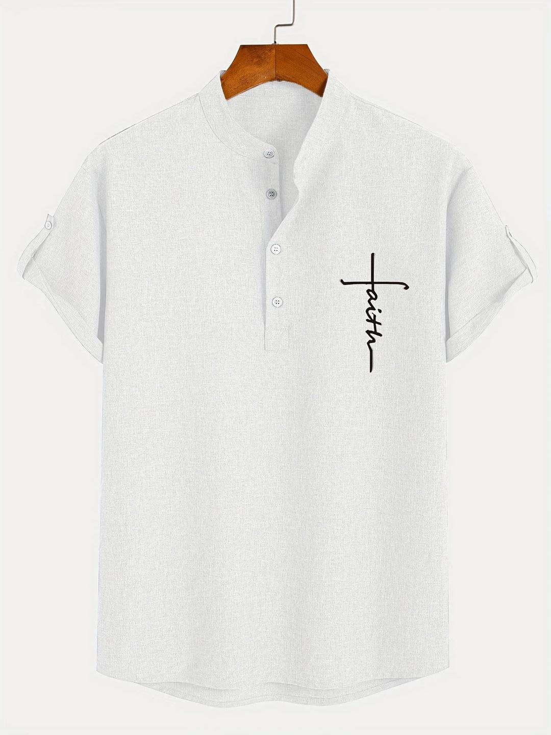Shirt heren | Henley shirt met korte mouw en knopen