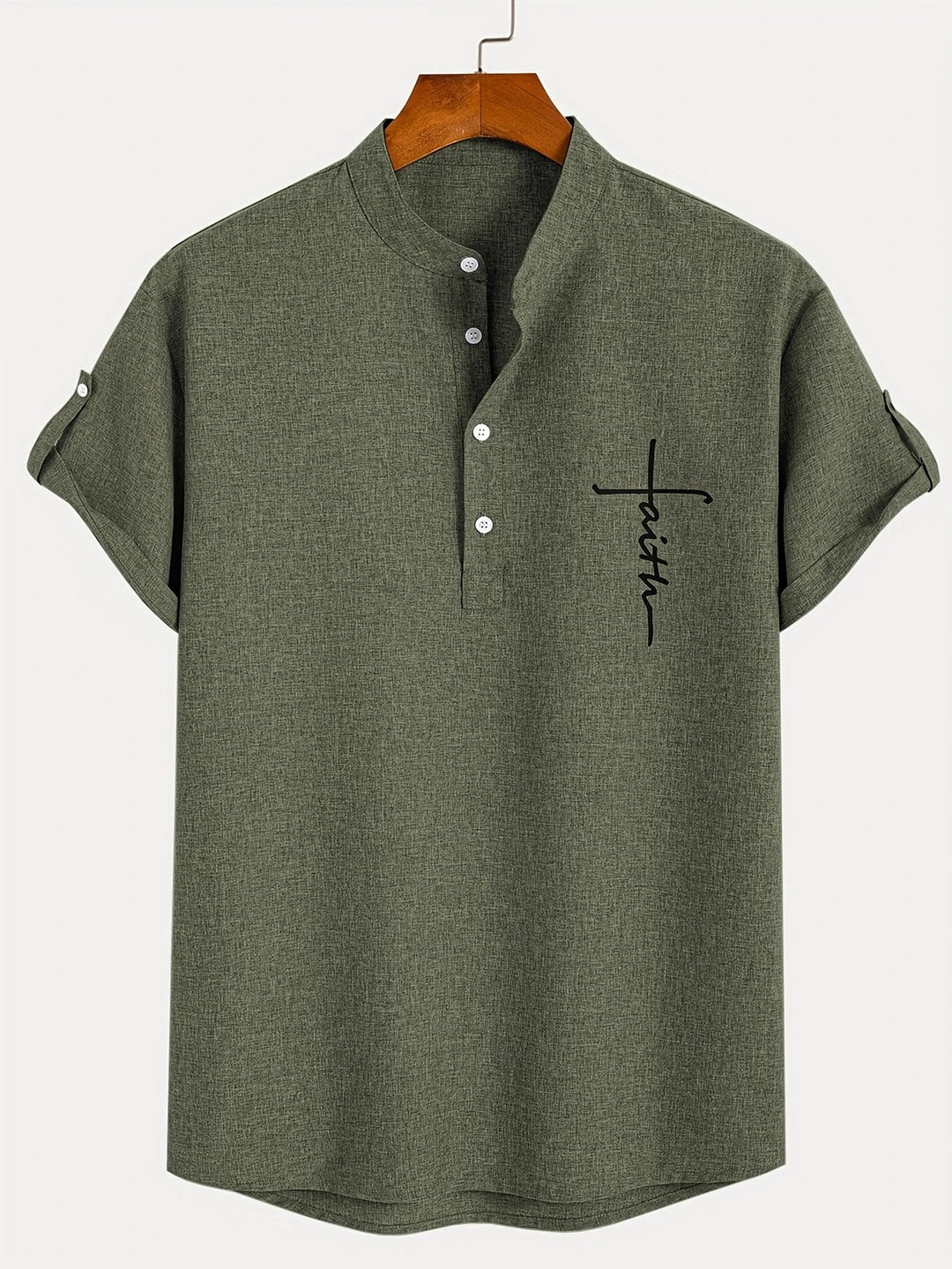 Shirt heren | Henley shirt met korte mouw en knopen