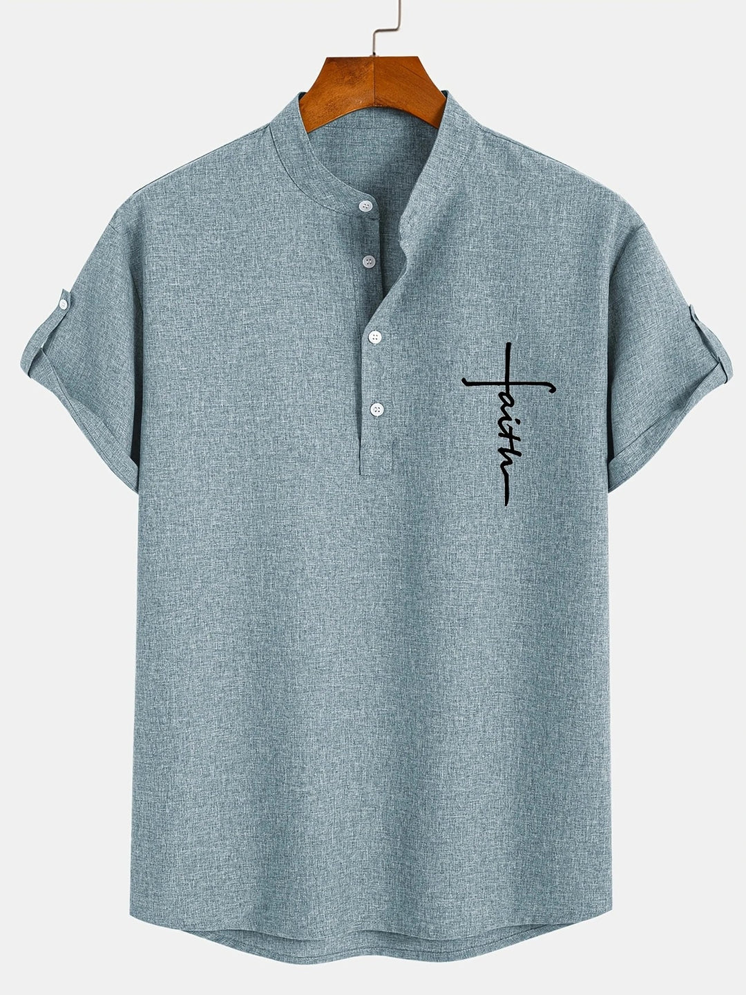 Shirt heren | Henley shirt met korte mouw en knopen