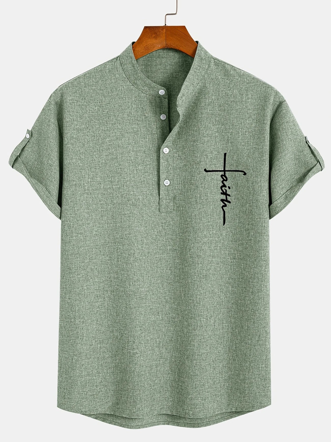 Shirt heren | Henley shirt met korte mouw en knopen