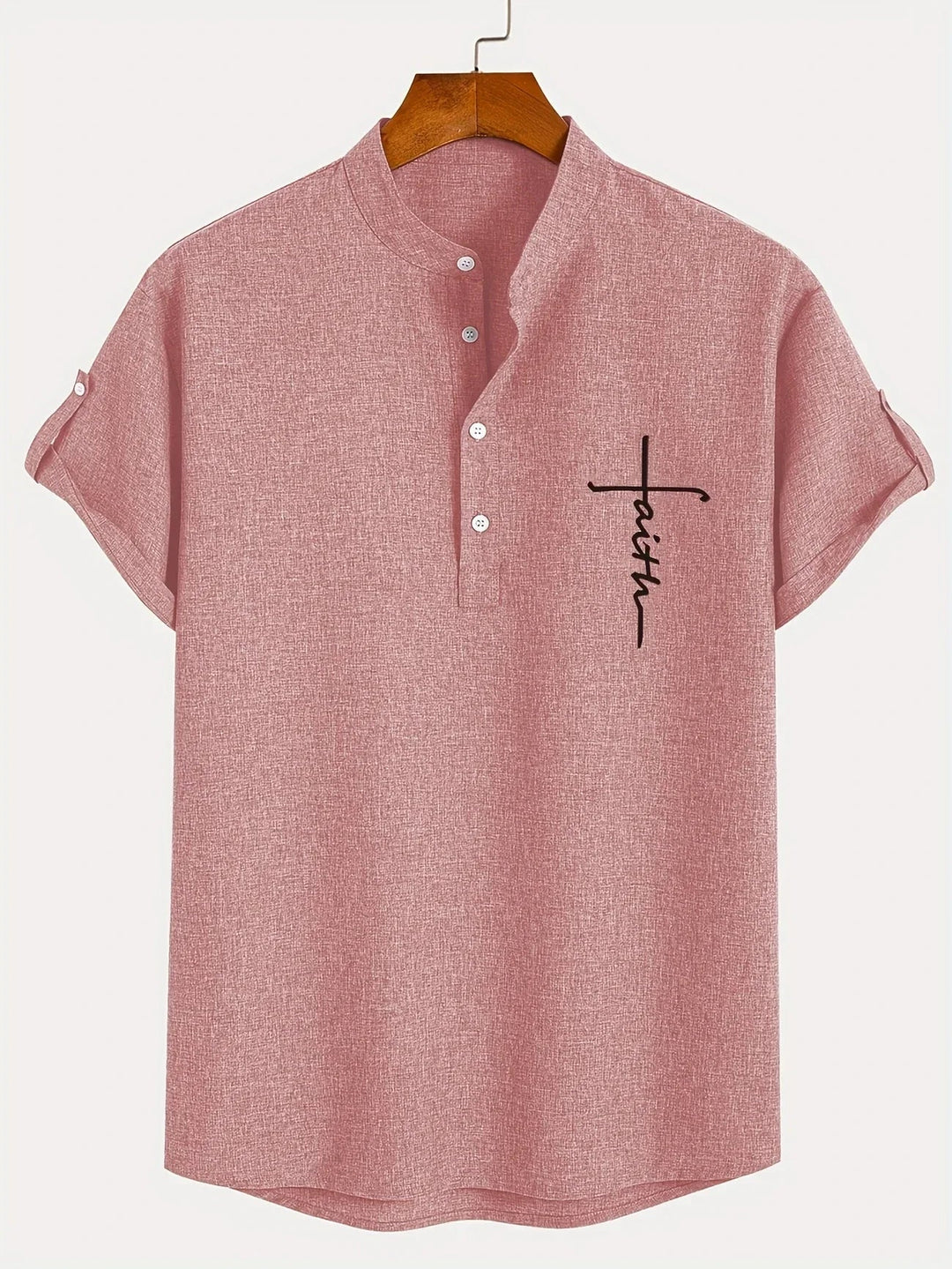 Shirt heren | Henley shirt met korte mouw en knopen