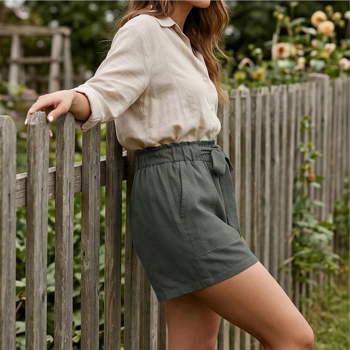 Short dames | High waist zomer short met strik