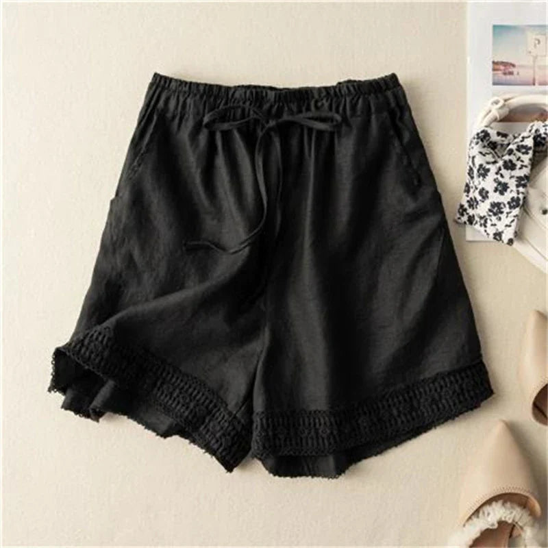 Short dames | Luchtige zomer short met kanten details