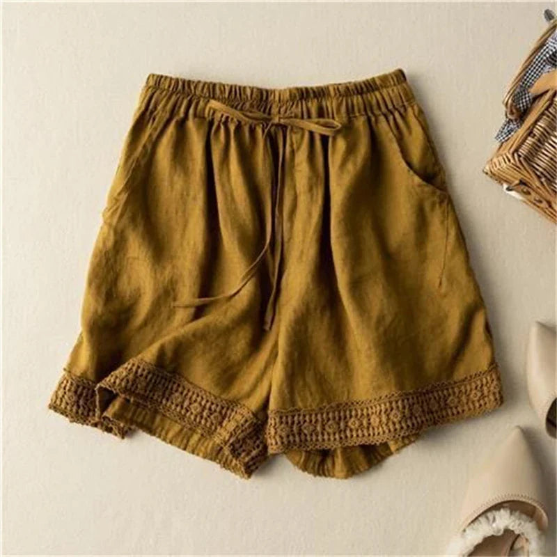 Short dames | Luchtige zomer short met kanten details
