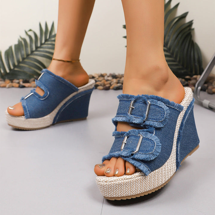 Sleehak sandalen | Denim sandalen met open teen
