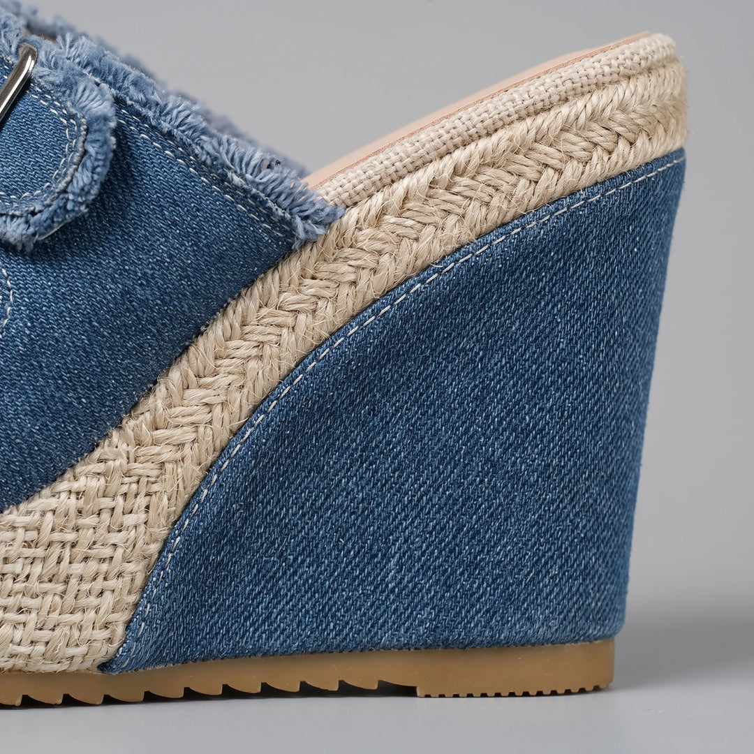 Sleehak sandalen | Denim sandalen met open teen