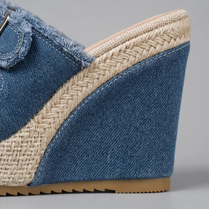 Sleehak sandalen | Denim sandalen met open teen