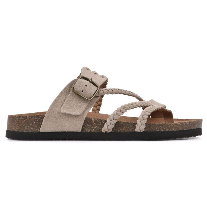 Slippers dames | Gevlochten teenslippers met verstelbare gesp