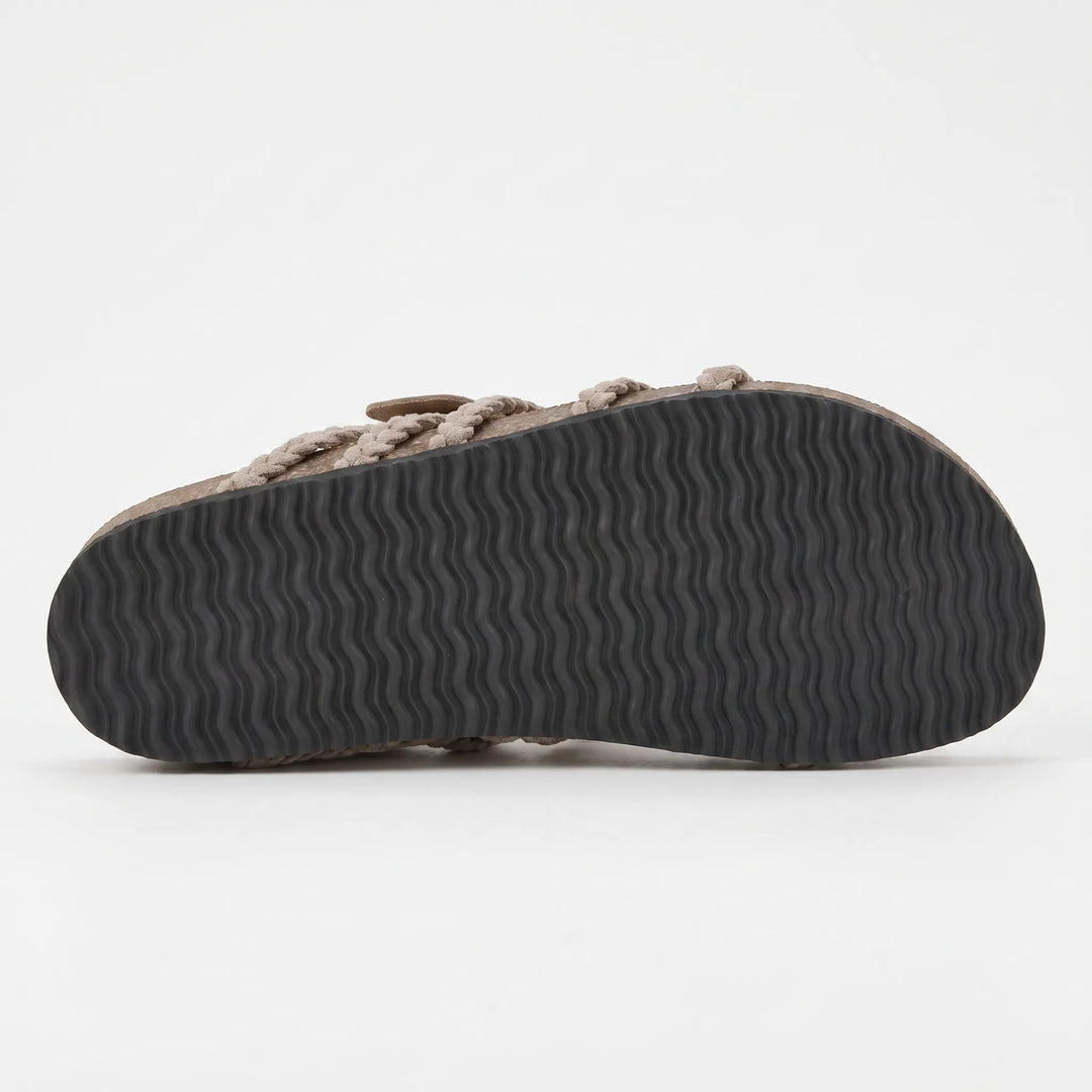 Slippers dames | Gevlochten teenslippers met verstelbare gesp