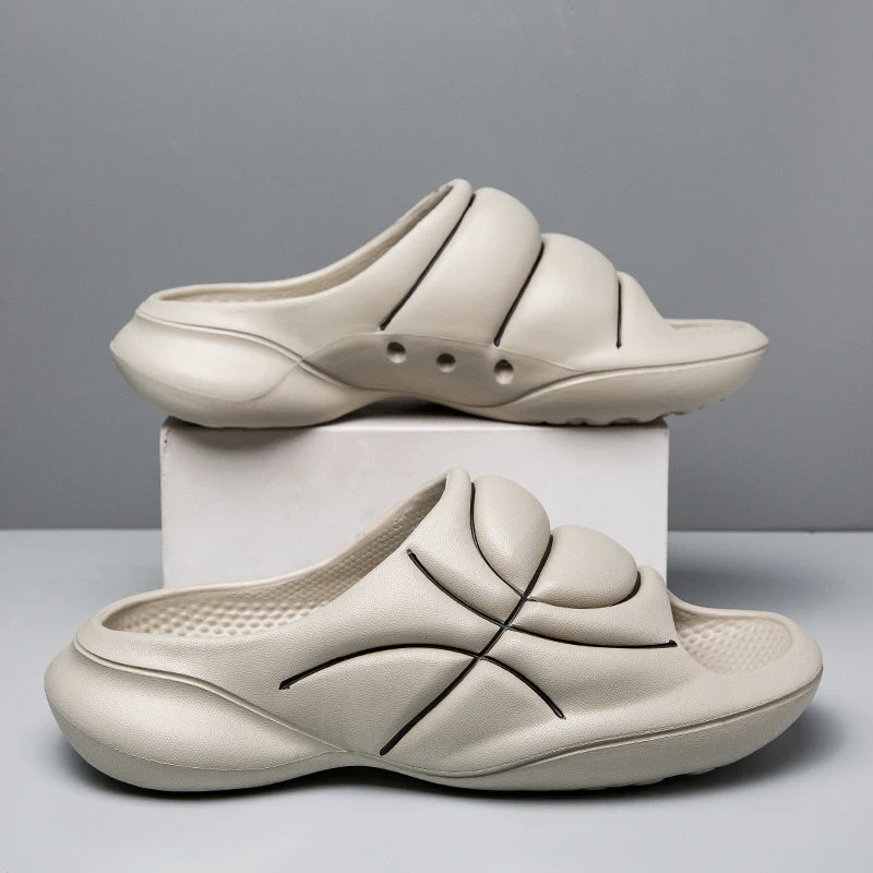 Slippers heren | Basketbal slides met dikke zool en comfort